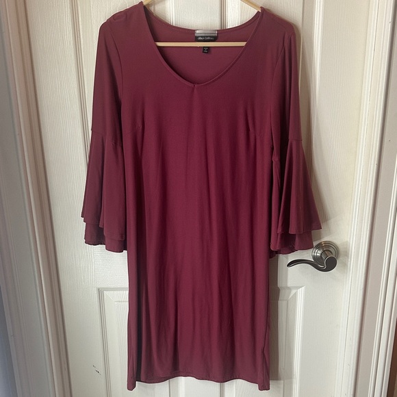 Allison Brittney Burgundy Flare Sleeve Tunic - Picture 1 of 3